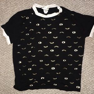 Winking eye crop ringer tee
